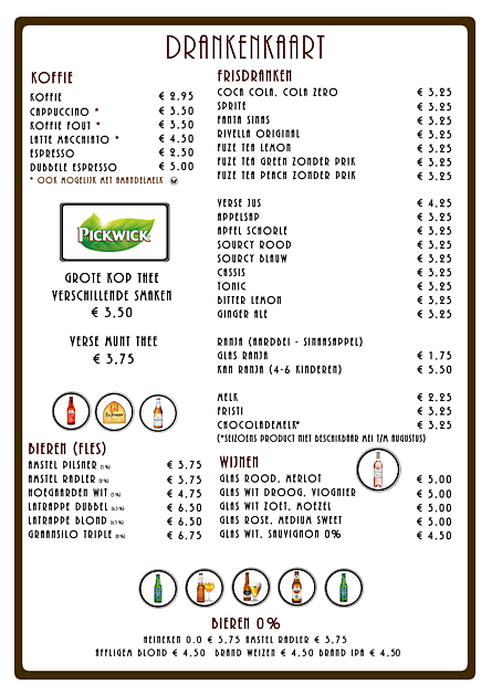 Drankenkaart - Pannenkoekenhuis d'Olle Smidse Midwolda