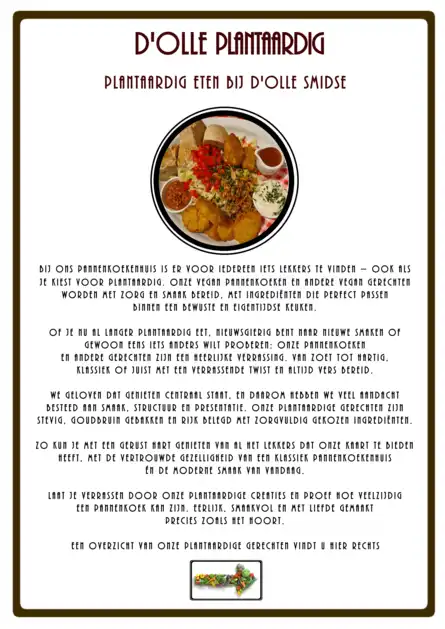 Plantaardige menukaart. - Pannenkoekenhuis d'Olle Smidse Midwolda